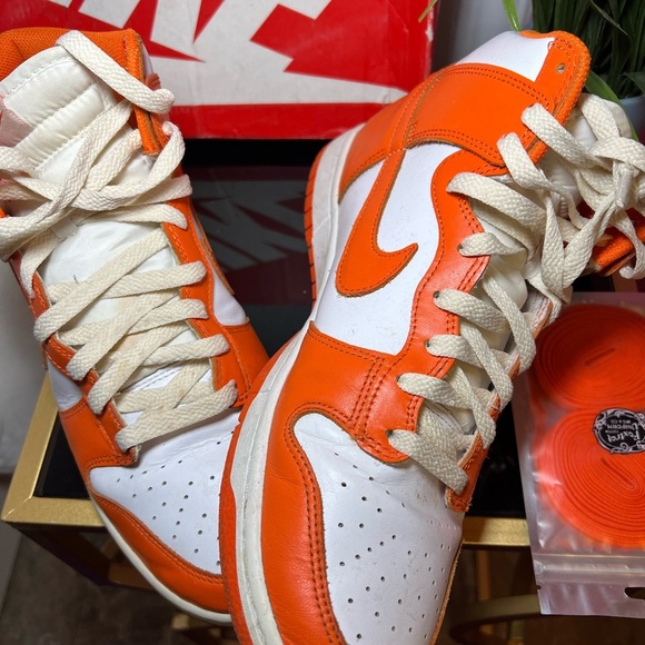 Orange and White High-Top Sneakers - Picture 4 of 11